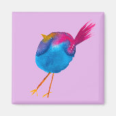 Aimant Aquarelle d'oiseau bleu (Devant)