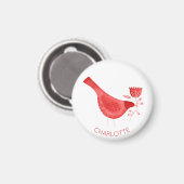 Aimant Aquarelle d'oiseau rouge Personnalisé (Recto/Verso)