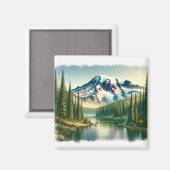 Aimant Aquarelle du parc national du Mont-Rainier (Recto/Verso)