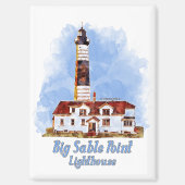 Aimant Aquarelle du phare de Big Sable Point - Michigan (Recto)