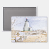 Aimant Aquarelle du phare de Plymouth (Recto/Verso)
