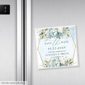 Aimant Aquarelle Dusty Blue Peonies Or Enregistrer La Dat