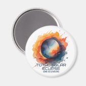 Aimant Aquarelle Éclipse 2026 Souvenir (Recto/Verso)