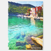 Aimant Aquarelle élégante Kefalonia Grèce Vue côtière (Recto)