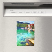 Aimant Aquarelle élégante Kefalonia Grèce Vue côtière (In Situ (Lave-vaisselle))