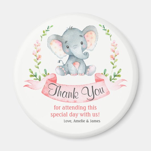 Aimant Aquarelle Elephant Girl Merci (Devant)