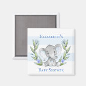 Aimant Aquarelle Elephant verdure Baby shower garçon (Recto/Verso)