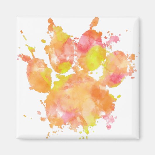 Aimant Aquarelle Empreinte de patte de chien (Devant)