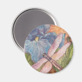 Aimant Aquarelle en iris de libellule illustrée (Recto/Verso)