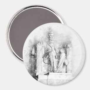 Aimant Aquarelle et dessin au crayon du Mémorial Lincoln