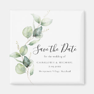 Aimant Aquarelle Eucalyptus Botanique Enregistrer la date