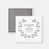 Aimant Aquarelle Eucalyptus cadre feuille | MARIAGE (Recto/Verso)