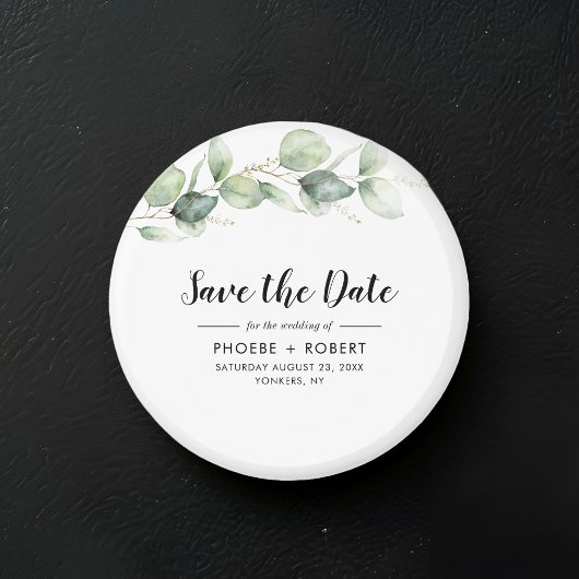 Aimant Aquarelle Eucalyptus Mariage Enregistrer la date