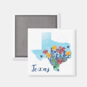 Aimant Aquarelle Fleur sauvage du Texas (Recto/Verso)