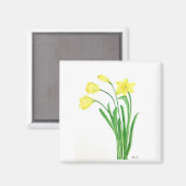 Aimant Aquarelle fleurie de printemps jaune jonquilles fl (Recto/Verso)