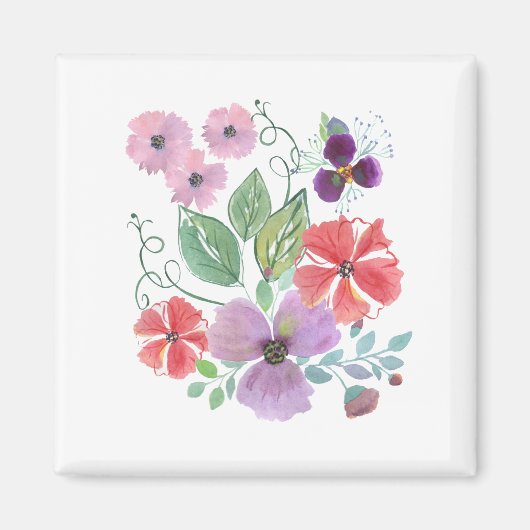 Aimant Aquarelle, fleurs. (Devant)