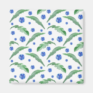 Aimant Aquarelle Fleurs de corail bleu