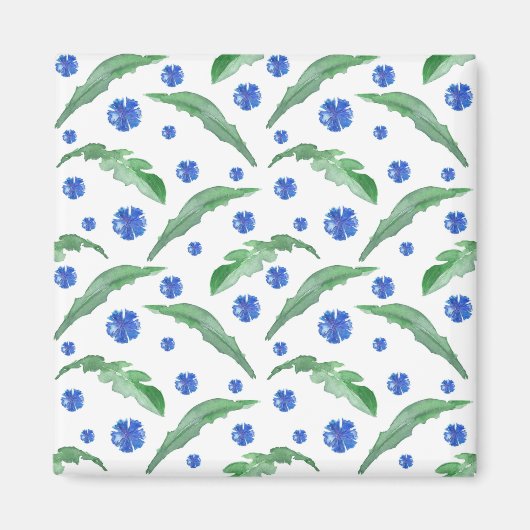 Aimant Aquarelle Fleurs de corail bleu (Devant)