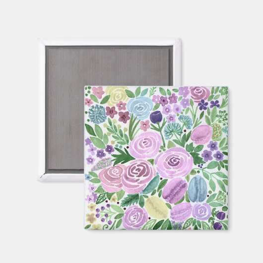 Aimant Aquarelle, fleurs et macarons (Recto/Verso)