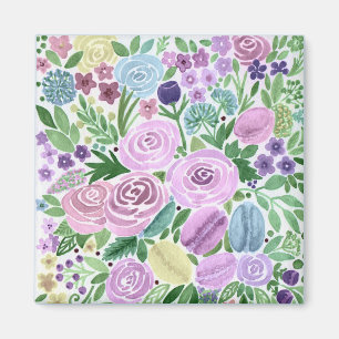 Aimant Aquarelle, fleurs et macarons