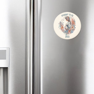 Aimant Aquarelle florale attend maman