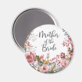 Aimant Aquarelle florale Blush mère de la mariée ronde (Recto/Verso)