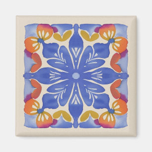 Aimant Aquarelle florale colorée