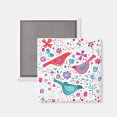 Aimant Aquarelle florale d'oiseaux moderne (Recto/Verso)