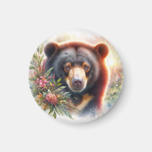Aimant Aquarelle florale d'ours solaire