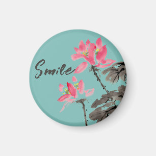 Aimant Aquarelle florale Lotus