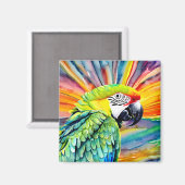 Aimant Aquarelle générée par l'IA mignonne Style perroque (Recto/Verso)