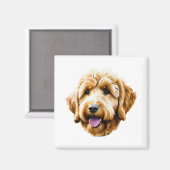 Aimant Aquarelle Goldendoodle (Recto/Verso)