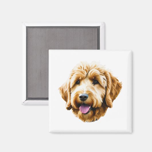 Aimant Aquarelle Goldendoodle (Recto/Verso)