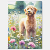 Aimant Aquarelle Goldendoodle Chien Champ Fleur sauvage (Recto)