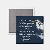 Aimant Aquarelle Great Blue Heron Citation Inspirante (Recto/Verso)