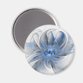 Aimant Aquarelle gris bleu Abstrait Fractal Art Flower (Recto/Verso)