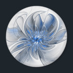 Aimant Aquarelle gris bleu Abstrait Fractal Art Flower<br><div class="desc">Fleur d'imaginaire unique aux tons bleu et gris,  abstraite et élégante. Conception pour votre aimant rond et plus encore.</div>