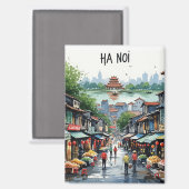 Aimant Aquarelle Hanoi Vietnam (Recto/Verso)