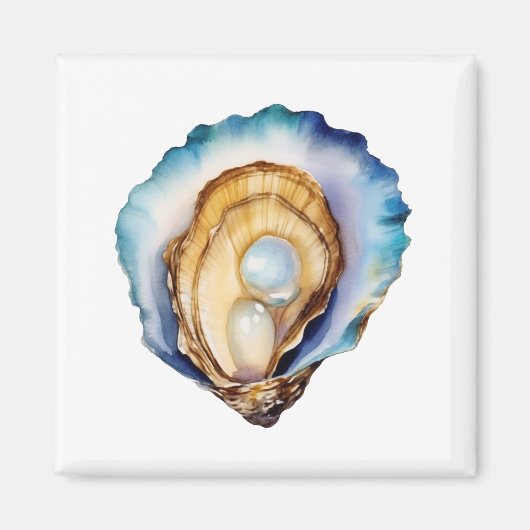 Aimant Aquarelle Huître Coquille (Devant)