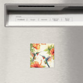 Aimant Aquarelle Hummingbird and Flowers Design (In Situ (Lave-vaisselle))