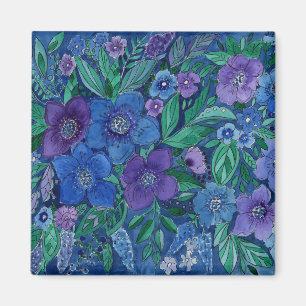 Aimant Aquarelle, jardin fleuri
