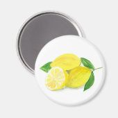 Aimant Aquarelle jaune citron imprimé fruit (Recto/Verso)