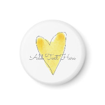 Aquarelle jaune Coeur Ajouter le texte Valentines 