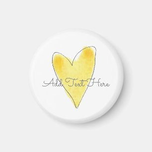 Aimant Aquarelle jaune Coeur Ajouter le texte Valentines 