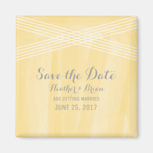 Aimant Aquarelle jaune Déco Enregistrer la date