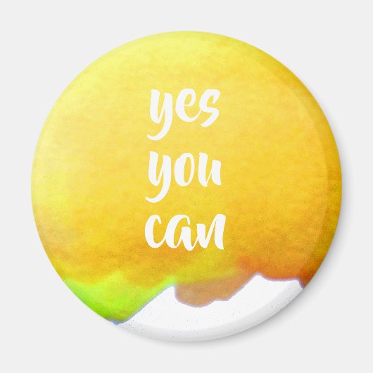Aimant Aquarelle jaune positive oui vous pouvez envoyer u (Devant)