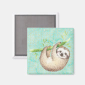 Aimant Aquarelle Joyeuse Sloth (Recto/Verso)