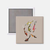 Aimant Aquarelle koi poisson rouge brun or (Recto/Verso)