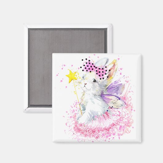 Aimant Aquarelle Lapin Fairy (Recto/Verso)