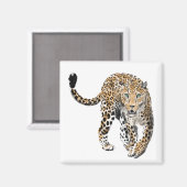 Aimant aquarelle léopard jungle chat animal peint vert (Recto/Verso)